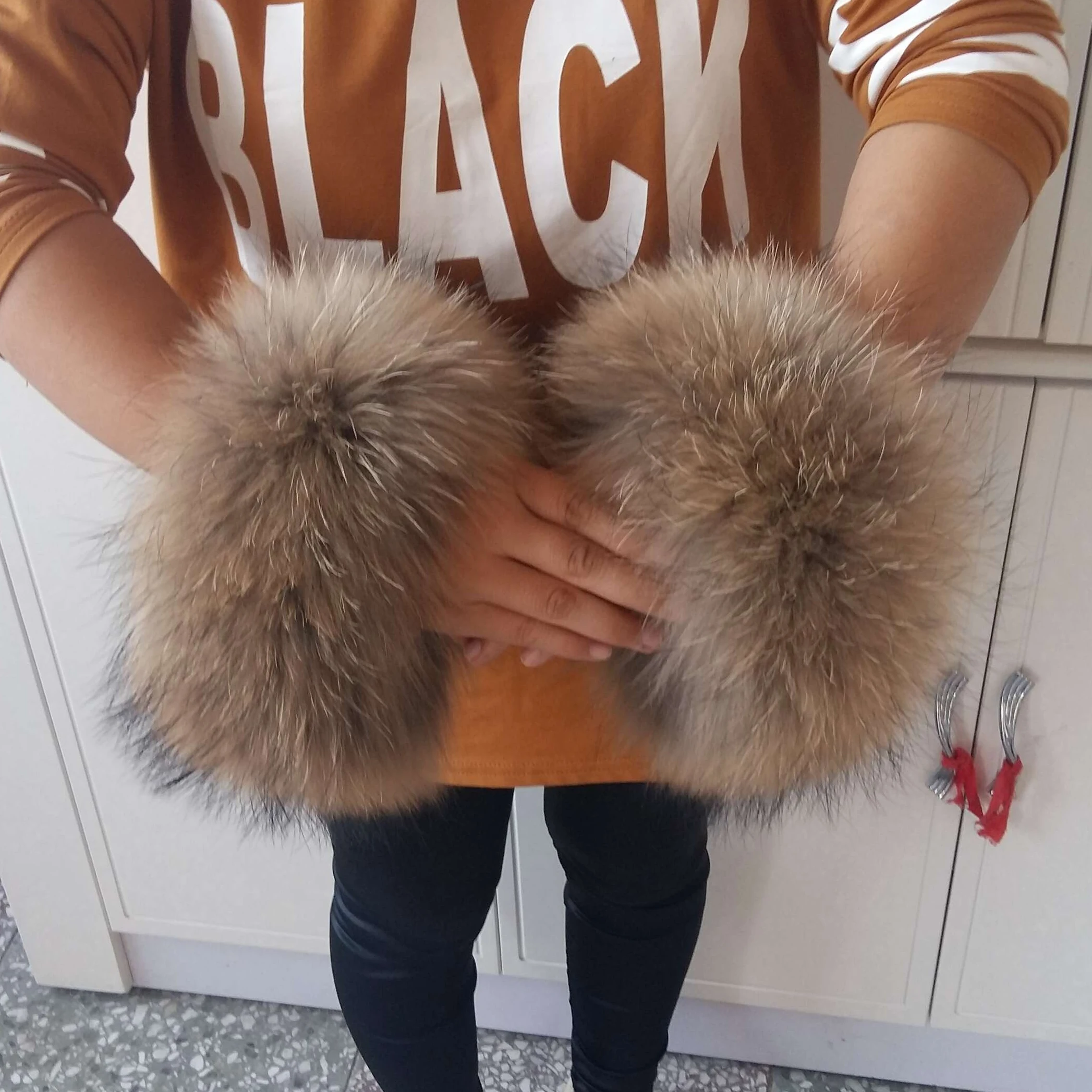 

Raccoon leather cuffs 100% genuine natural fur women's coat down universal warm fashion simple and generous