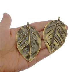 4pcs Antique Bronze Alloy Tree Leaf Necklace Large Size Tree Leaves Necklace Pendant Charms Vintage Jewelry Findings Handmade