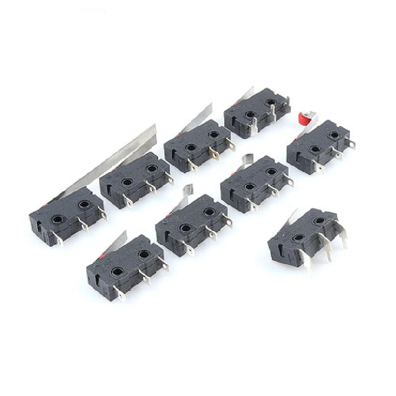 10pcs KW12 Micro Switch Roller Lever Arm PCB Terminals Micro Limit Normal Close/Open Switch Stroke Limit Switch Contact Button