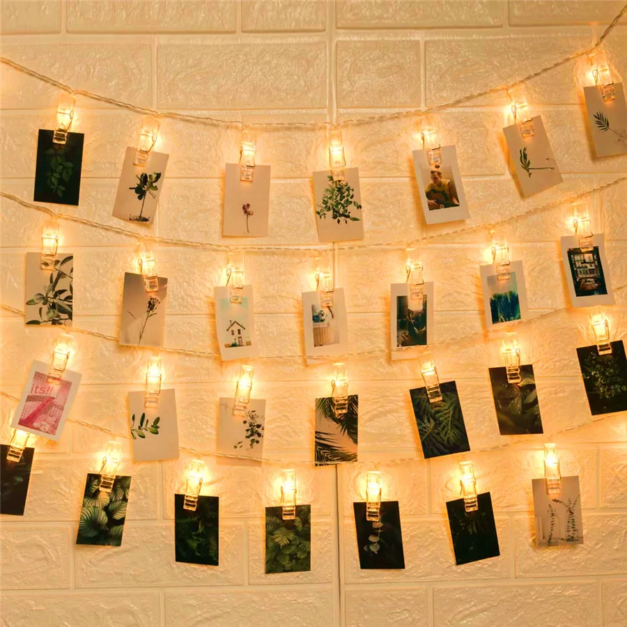 1.5/3/6M Led Pegs String Lights Cards Photos Holder Fairy Lights Christmas Wedding Clip Garland Light Birthday Party Decoration