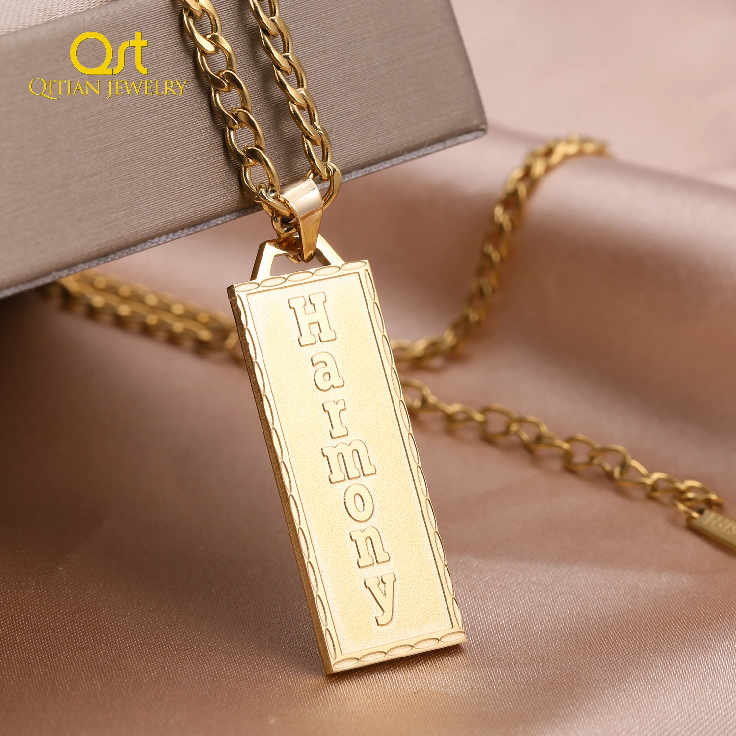 

Personalized Custom Name Necklace For Women Deep Engraved Bar Pendant Horizontal Vertical Stainless steel Jewelry Gifts 2022