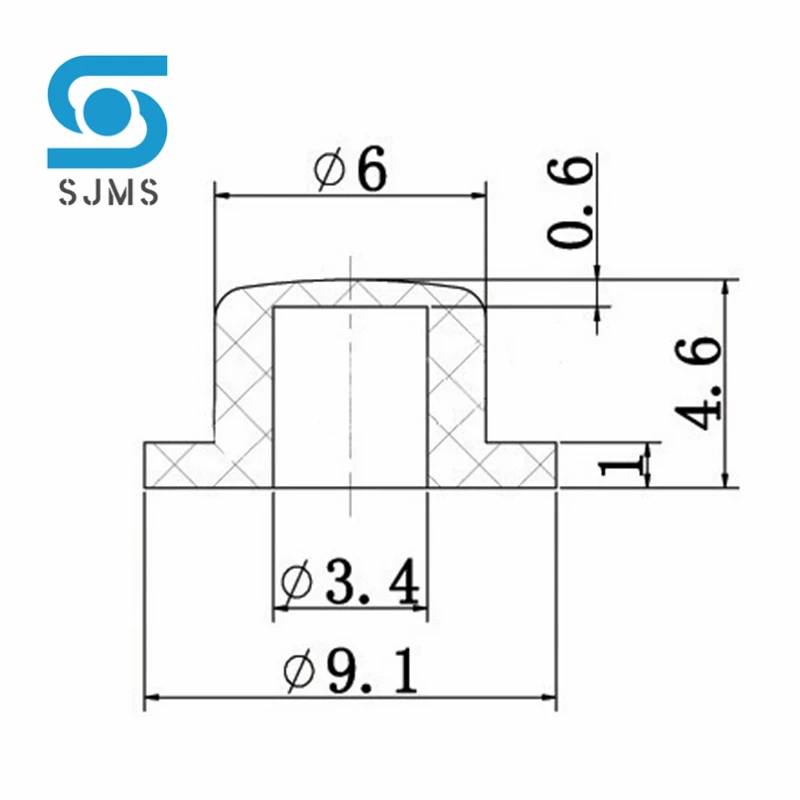 Gjw101タッチボタンキャップ,シルバーメッキ,9.1x4.6mm,内部穴3.4mm,6x6mm,マイクロタッチスイッチ用,20個