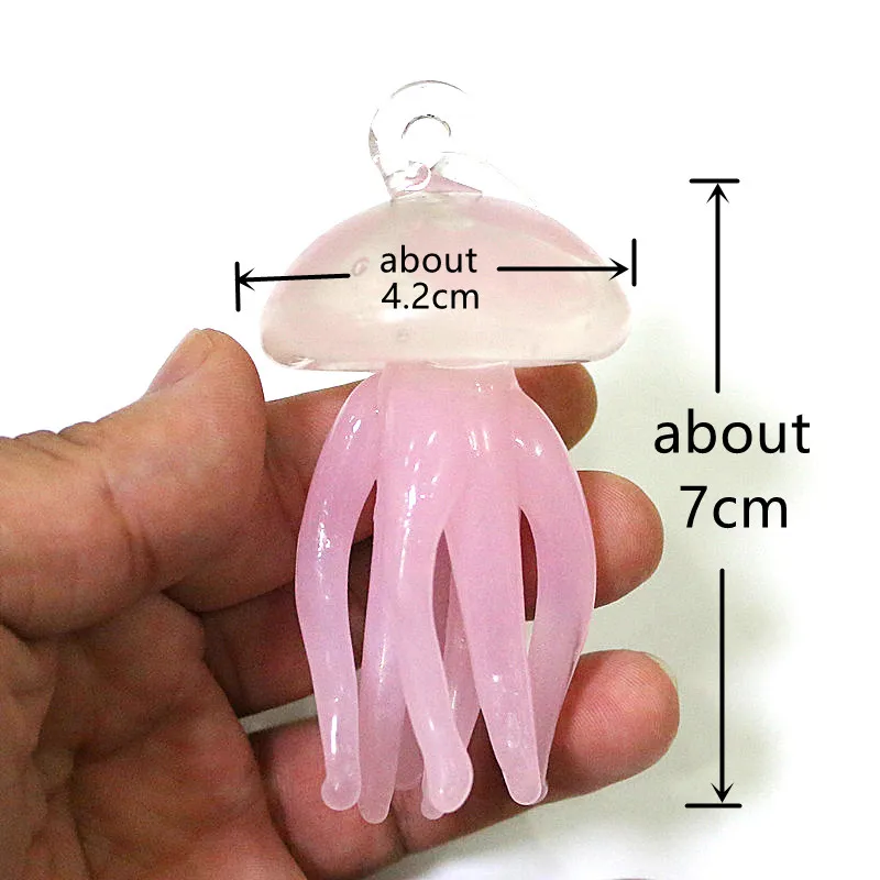 Pink Jellyfish Glass Pendant Cute Marine Animal Charm Ornaments For Home Aquarium Garden Hanging Marine Life Decor Accessories