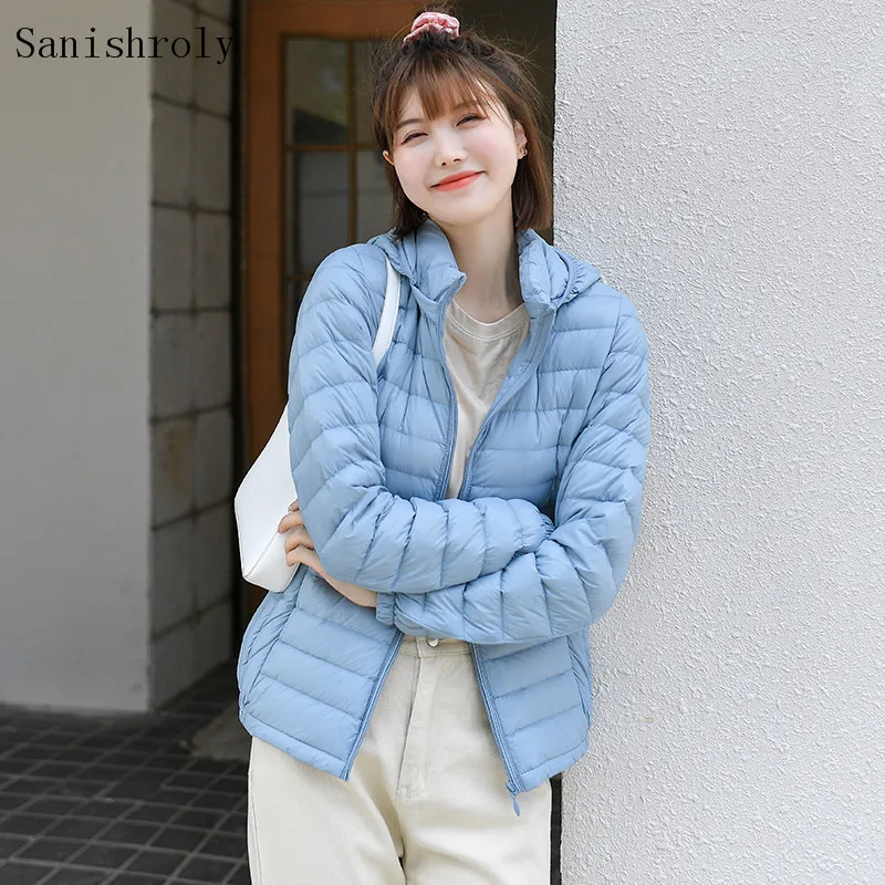 2021 coreano autunno inverno donna piumino d'anatra bianco ultraleggero parka femminile leggero cappello con cappuccio cappotto staccabile capispalla