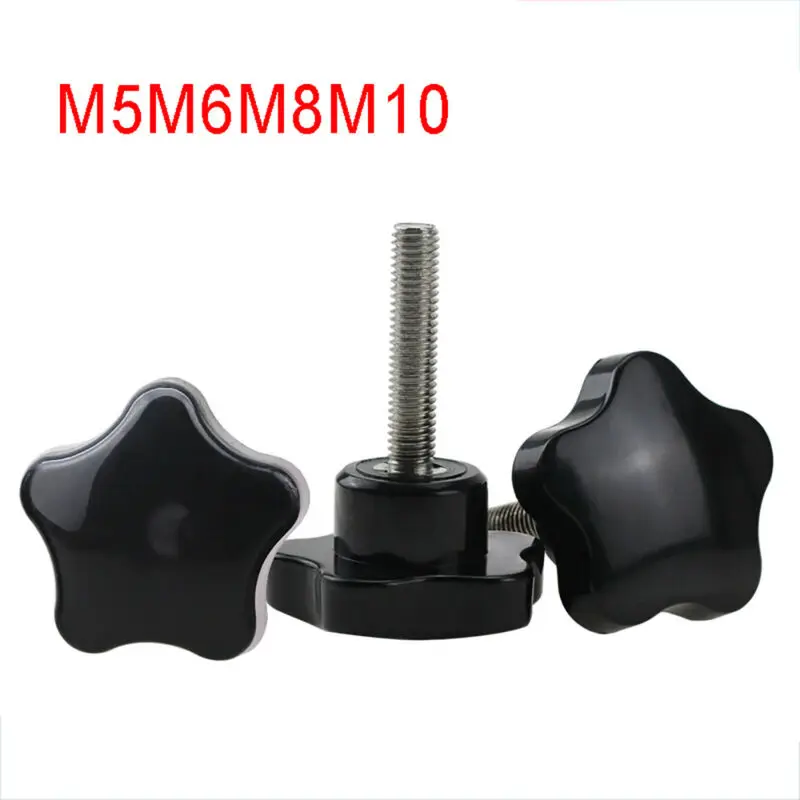 1 buah M5 M6 M8 M10 hitam lima bintang berbentuk mur penjepit Torx pegangan tangan kenop Bakelite baut sekrup untuk peralatan industri