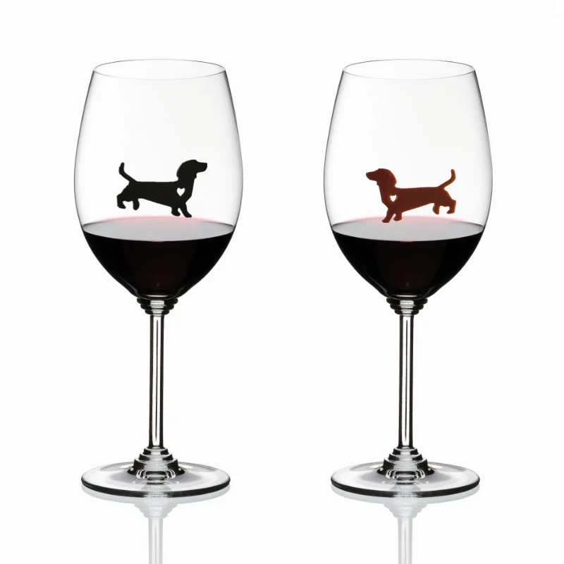 12 Pieces Reusable dachshund dog Silicone Sticky Wine Glass Charm Markers Set