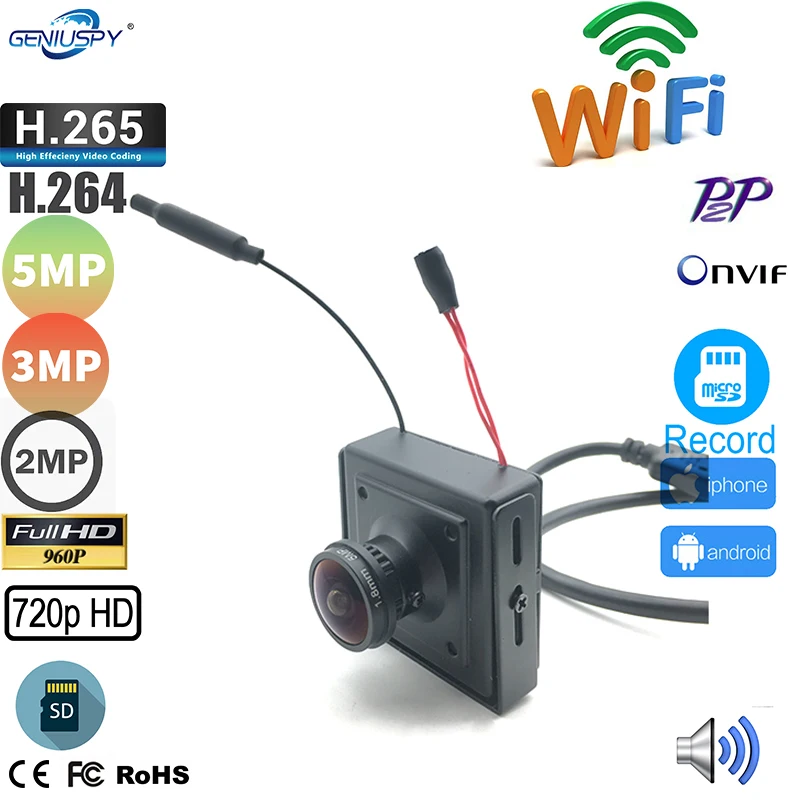 

720P 960P 1080P 3MP 5MP Fisheye Mini WIFI IP Camera Indoor Wireless Surveillance Home Security Support Audio TF Card Slot