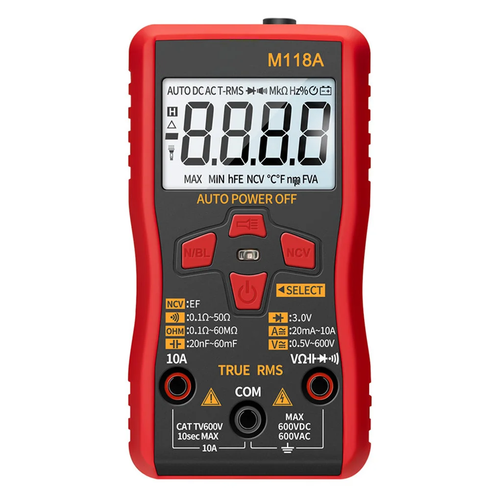 M118A Auto Mmultimetro True Rms Tranistor Meter Smart Tester Mini Digital Multimeter Flashlight with NCV Data Hold