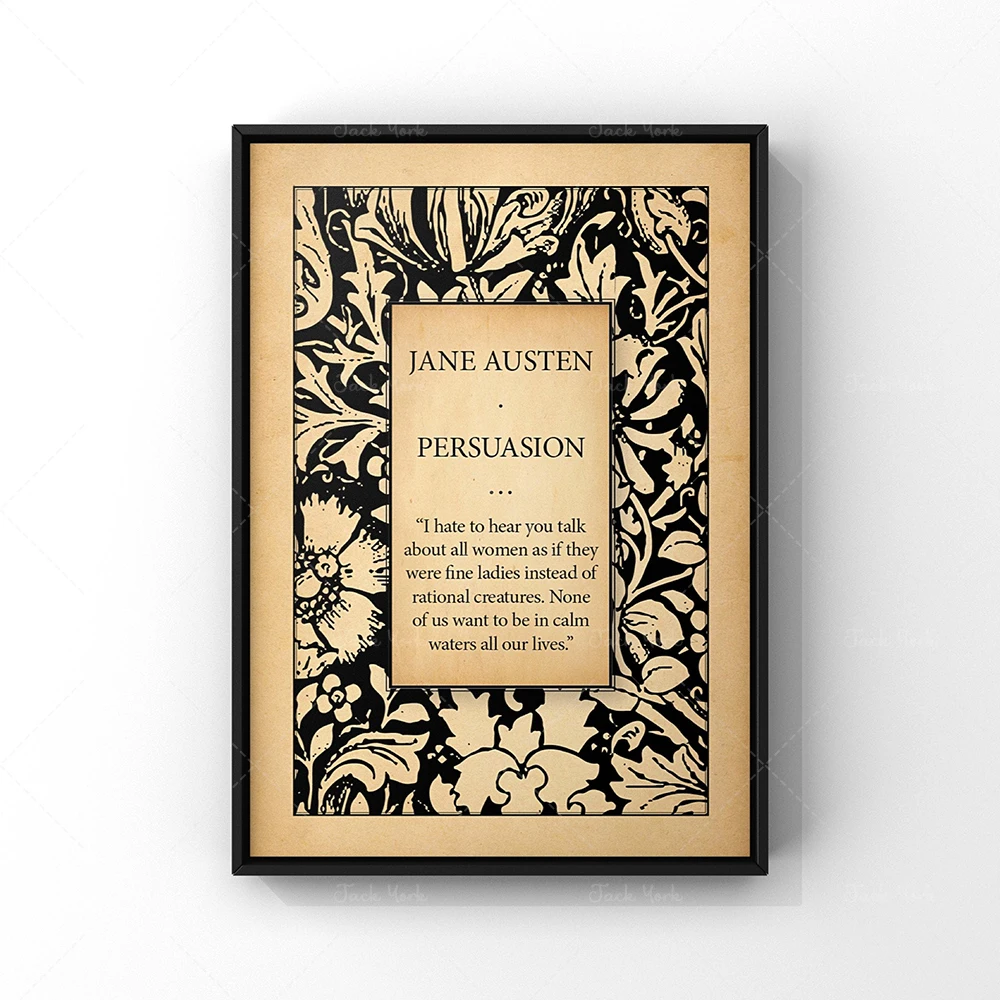 Jane Austen – page de titre de livre imprimée, affiche d'art de couverture de livre persuasive, décoration murale de littérature anglaise classique pour la maison