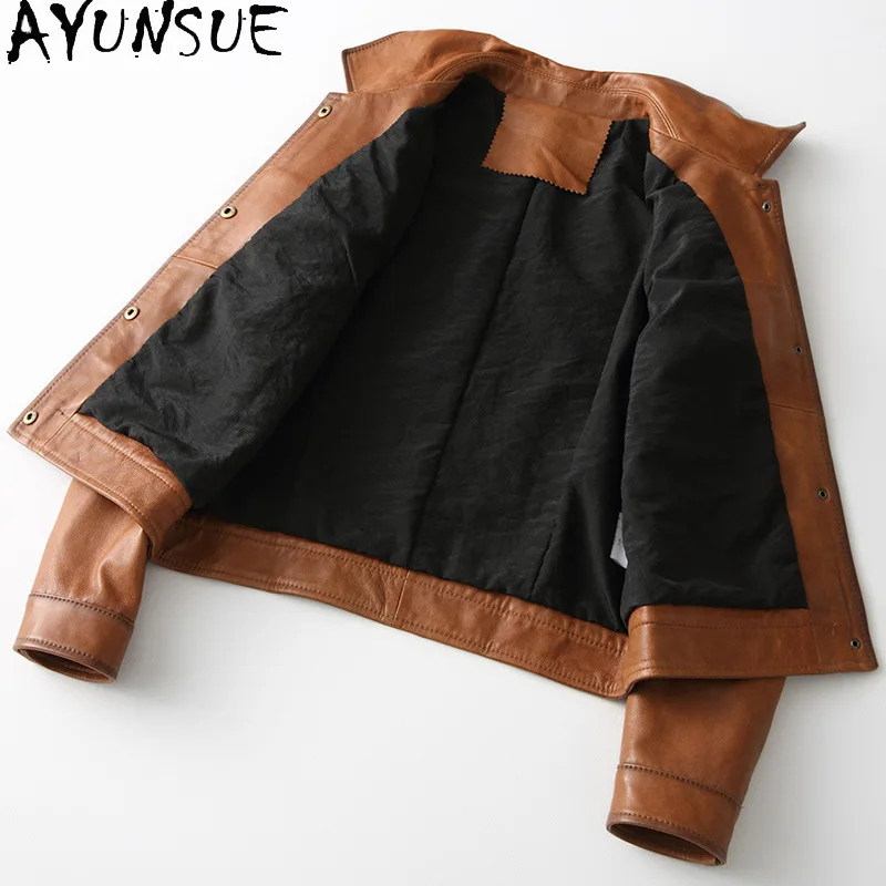 AYUNSUE Autumn Real Leather Jacket Women Spring 2021 Short 100% Genuine Sheepskin Coat Women's Clothing Jaqueta Feminina Gxy338