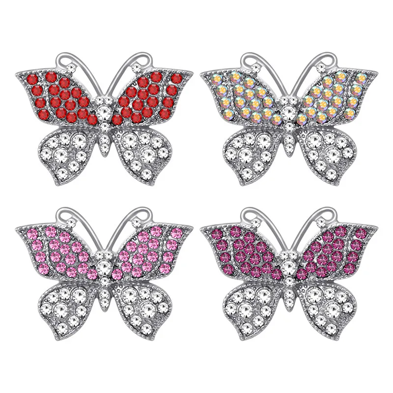 KZ3505 New rhinestone Colorful butterfly Beauty 20MM snap buttons fit DIY 18MM snap bracelet snap jewelry Valentine's Day Gift