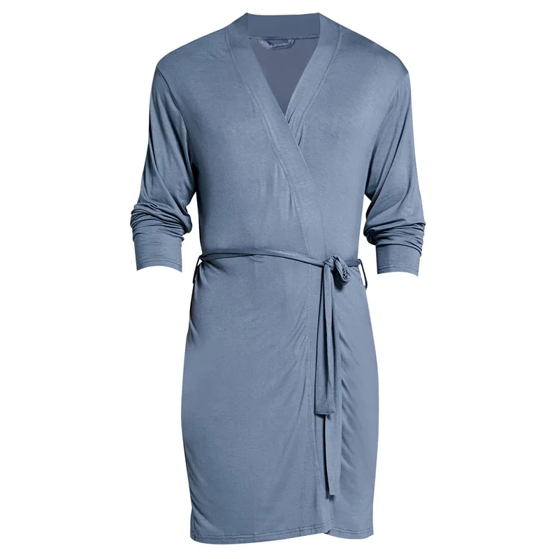 Men's Modal nightgown bathrobe sexy gown  Sleepwear Night Shirt Loungewear Pyjamas