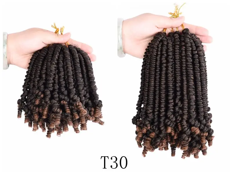 DinDong Kurze Leidenschaft Twist Zöpfe 6-8 zoll Synthetische Häkeln Braid Schwarz Braun Flechten Flauschigen Frühling Twist Haar Verlängerung – Detail 10
