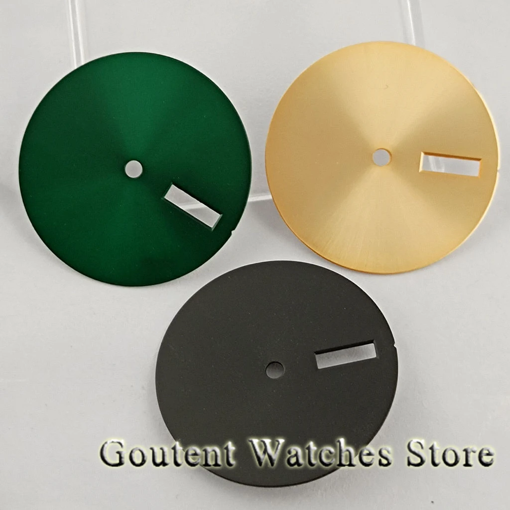 Goutent 28.5mm Black/Green/Gold Sterile Watch Dial Fit NH35 NH36 4R Movement Watch Parts