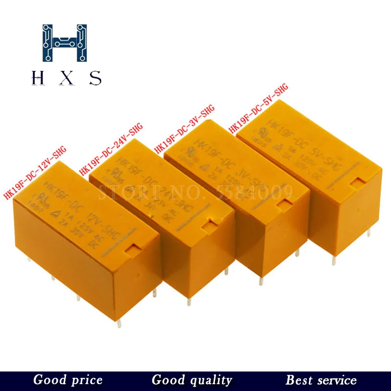 5pcs Relay HK19F 8 Pin 2NO 2NC Mini Power Relays PCB Type HK19F-DC5V-SHG HK19F-DC9V-SHG HK19F-DC12V-SHG HK19F-DC24V-SHG