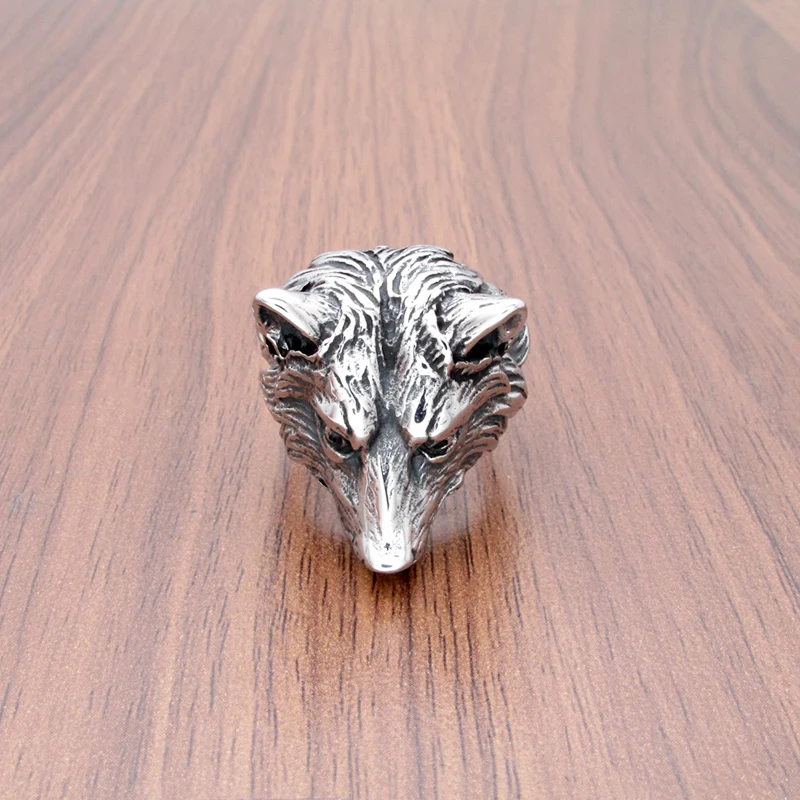 Punk Silver Color 316L Stainless Steel Wild Wolf Biker Ring Men\'s Fashion Animal Jewelry Gift for Him