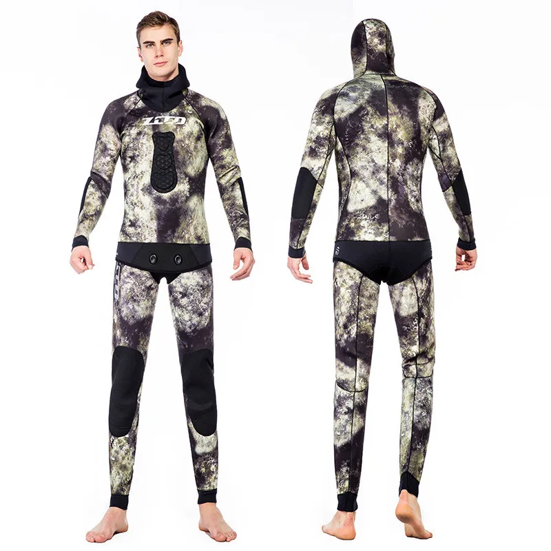 

Professional 5mm Neoprene Wetsuit For Spearfishing Swimming Underwater Diving Equipment Suit One Set Men Snorkeling WetSuit Hood