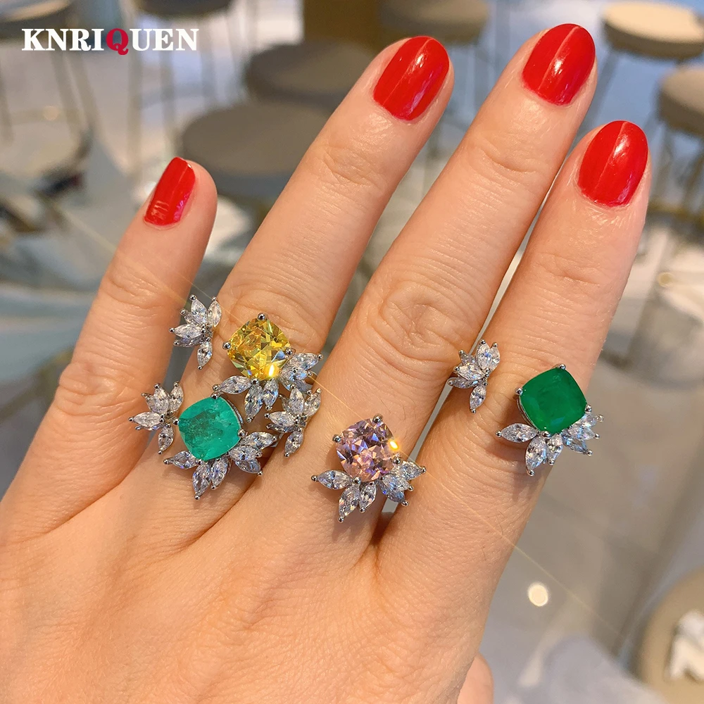 

2021 Trend Topaz Pink Quartz Emerald Paraiba Tourmaline Gemstone Rings Wedding Vintage Fine Jewelry Anniversary Gift Wholesale