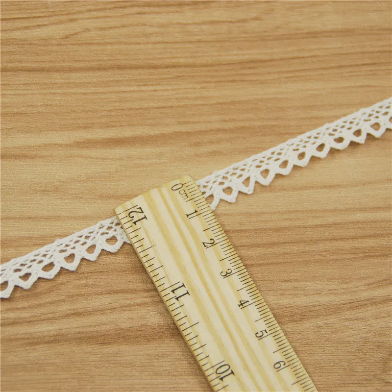 10mm Ivory Cotton Lace Trim Fabric Sewing Accessories 500 Yards for Wedding Dress Decoration Craft Supplies LC006-R