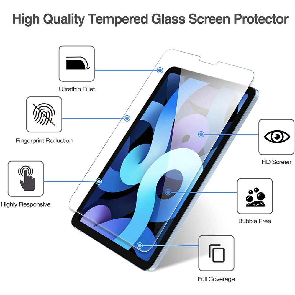 (3 Packs) Tempered Glass For Apple iPad Air 4 5 10.9 2020 2022 4th 5th Generation Full Coverage Screen Protector Film