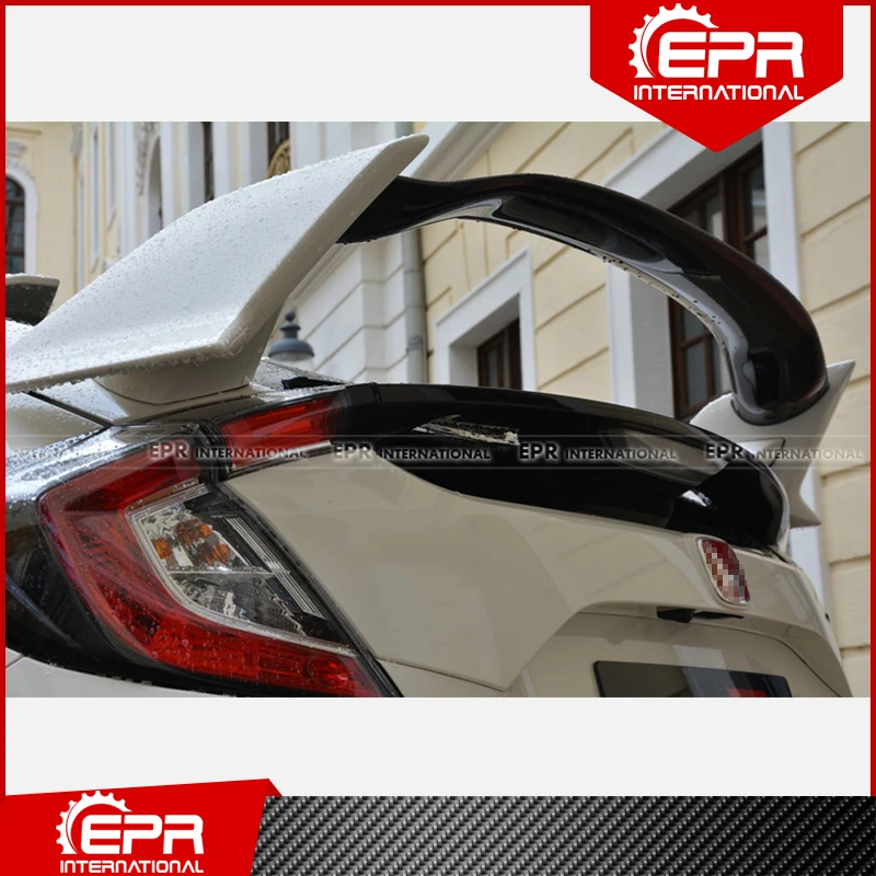 Dla FK8 VRSAR1 styl z włókna węglowego tylna owiewka klapa wykończenia błyszczący Carbon Trunk Wing Blade dla Civic typ R FK8 2017 + Racing część