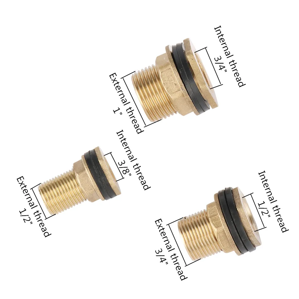 1/2 "3/4" 1 "수 스레드-3/8" 1/2 "3/4" 암 스레드 황동 물 탱크 커넥터, 어항 물 타워 파이프 드레인 어댑터