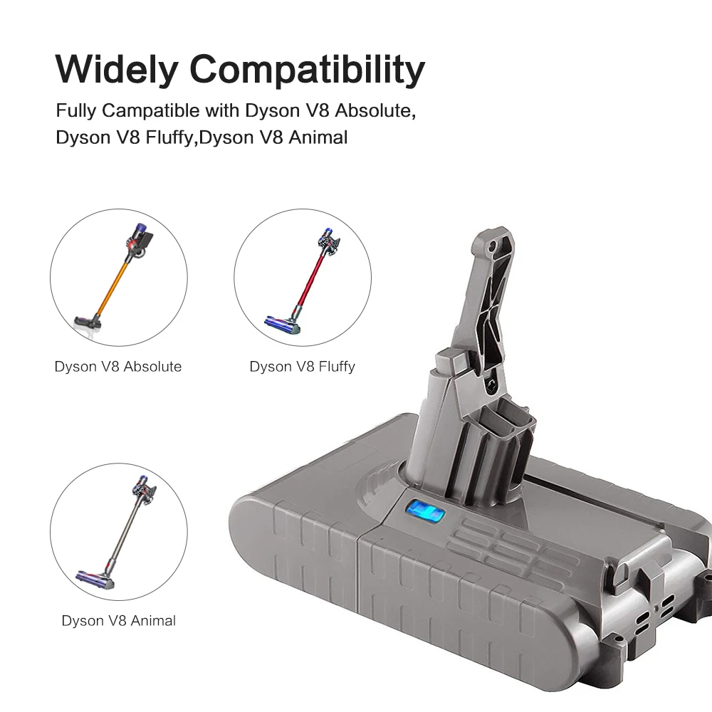 Sparkole 21.6V 3600mAh Rechargeable Li-ion Battery Compatible For Dyson V8 Absolute Fluffy Animal Li-ion Vacuum Cleaner Battery