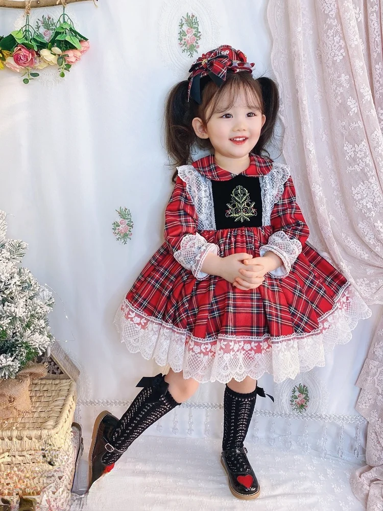 

Winter New Velet Spanish Kids Dress Toddler Girl Christmas Outfits Kids Dresses for Girls Flower Girl Dresses