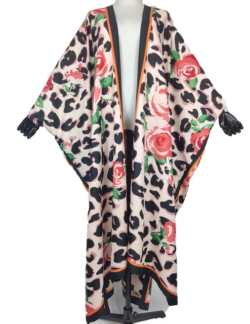 Kimonos florales de seda holgados para verano