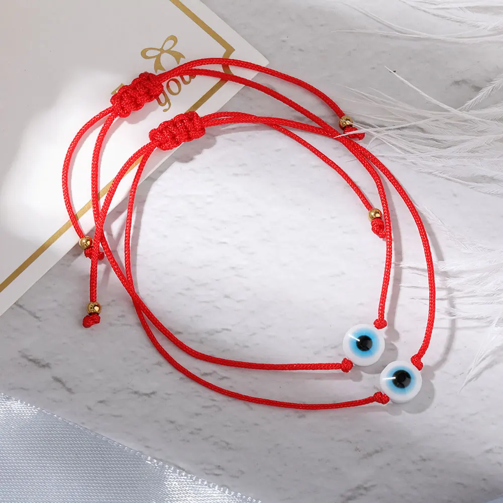 2 pz/lotto turco Blue Eye Bead bracciale donna uomo regolabile Lucky Red Rope String amicizia bracciali protezione gioielli regalo