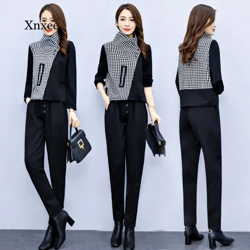 2021 Spring and Autumn New Fashion Suit Women's Comfortable Casual Age-Reducing Sweater Two-Piece Trousers Loose Trend