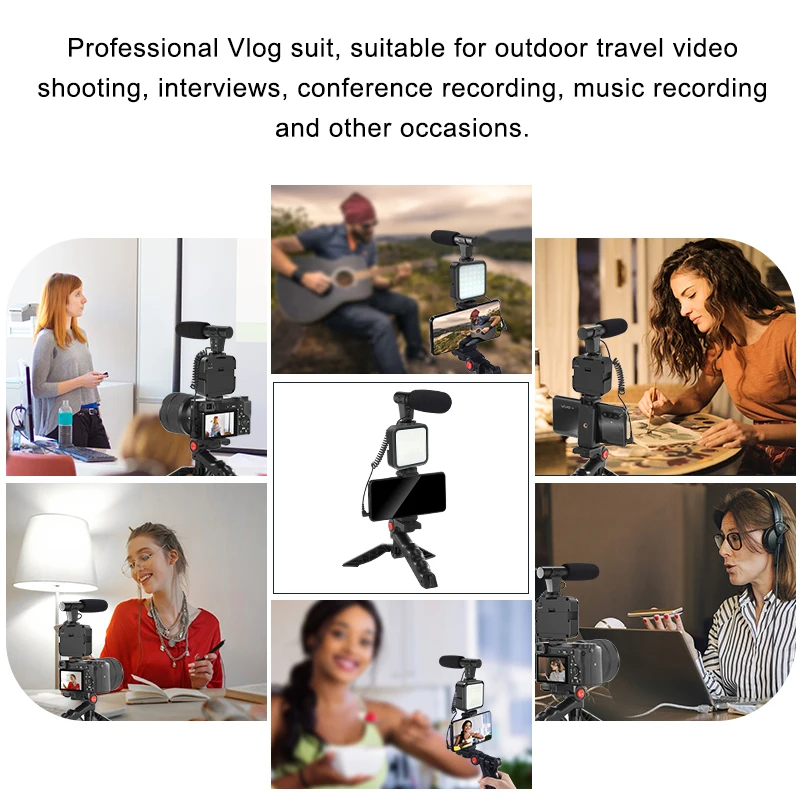 MAMEN Portable Vlogging Kit Video Making Equipment with Tripod Bluetooth Control for SLR Camera Smartphone Youtube Photography