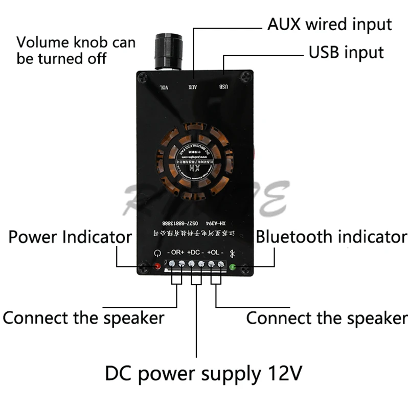 XH-A394 50 واط + 50 واط بلوتوث 5.0 الصوت الرقمي مكبر كهربائي مجلس HD جودة الصوت عالية الطاقة مكبر للصوت A394 AUX U القرص