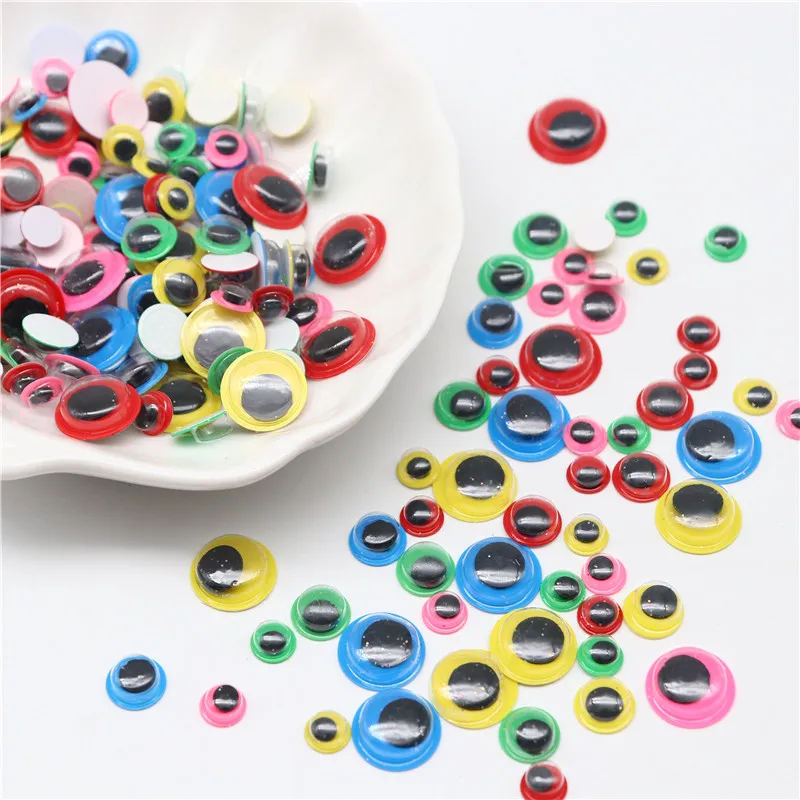 6/8/10/12mm Colorful Black Wiggly Wobbly Googly Doll Eyes Stickers for Cup Doll Plush Car DIY Painting Accessories Supplies