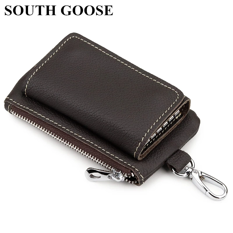 Genuine Leather Key Wallet Unisex Multifunction Keys Organizer Men Simple Card Keychain Cover Women Smart Housekeeper Coin Purse