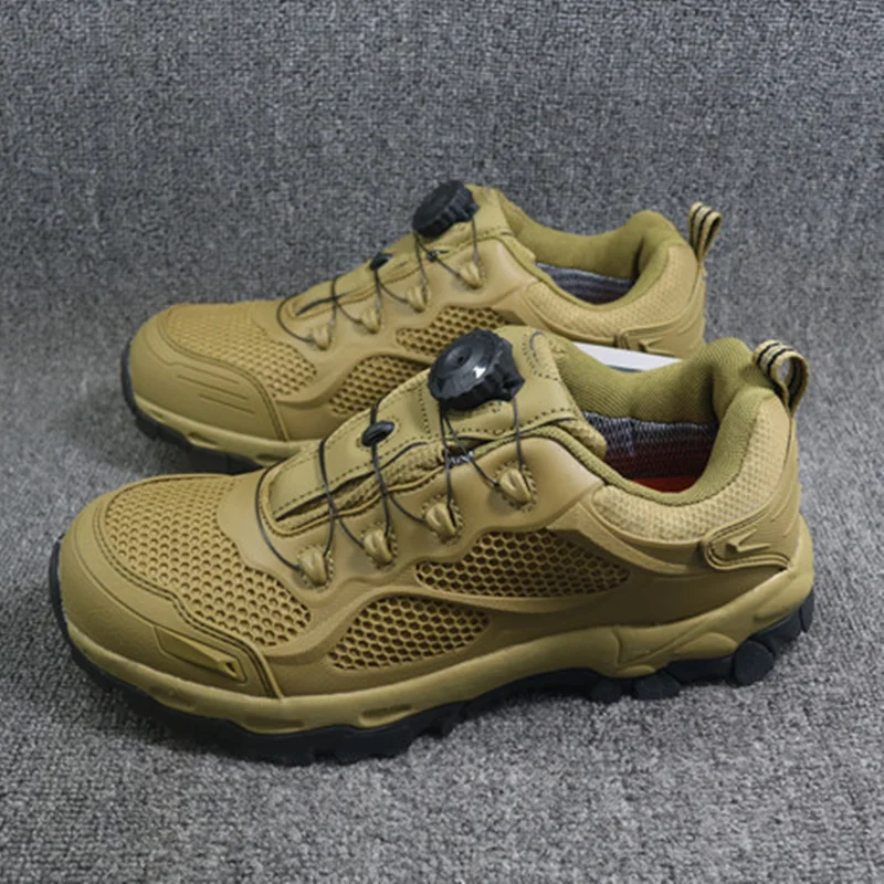 Esdy-Zapatos con hebilla giratoria automática para hombre y mujer, botas deportivas de malla transpirable para exteriores, senderismo, Camping,