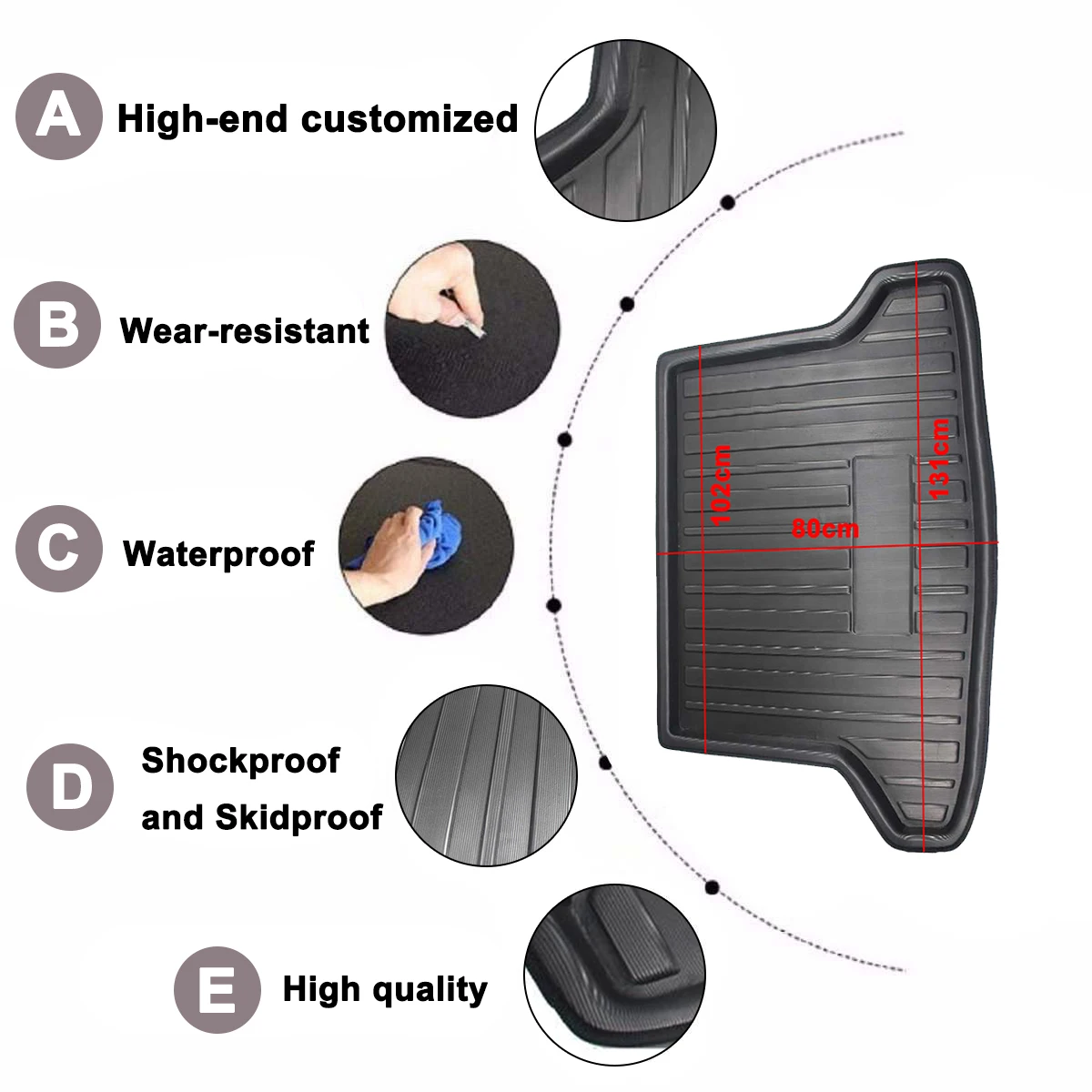 Rear Trunk Cover Matt For Honda HR-V Vezel HRV 2014 -2019 Cargo Liner Boot Tray Mat Floor Carpet Kick Pad Mud Non-slip Anti Dust