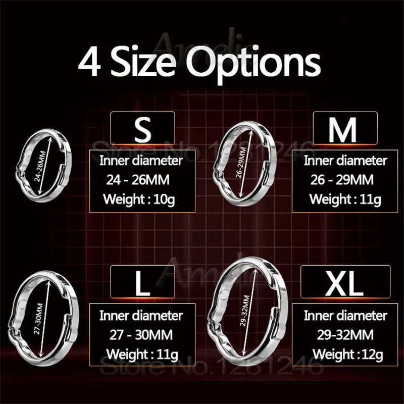 Metal Cock Ring Glans Ring Adjustable 5 Size Magnetic Sheath Compound Male Circumcision Ring V Type Penis Ring Sex Toys for Men