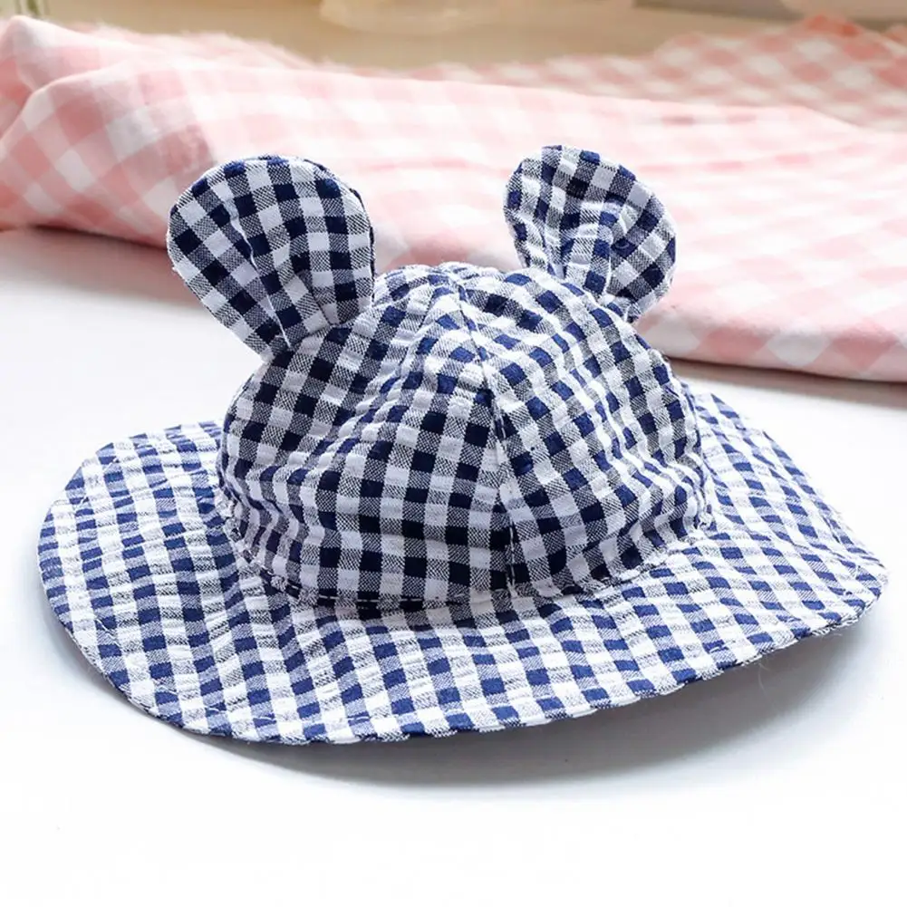 Cute Fisherman Hat Plaid Printing Decorative Polyester Wide Brim Dog Sunscreen Cep for Pet Dogs Accessories Supplies Decor