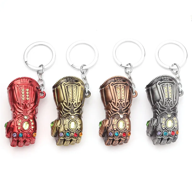 Disney Marvel Avengers 3 Infinity War Thanos Fist Gloves Keychain Alloy Gauntlet Thanos Figure Key Ring Pendant