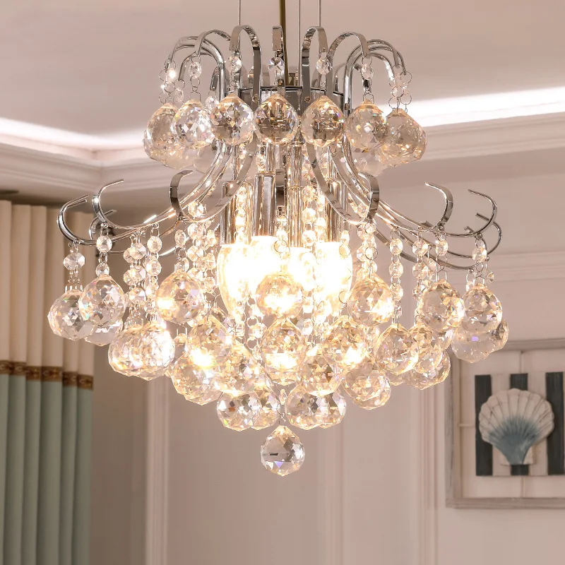 Simple and modern crystal pendant lamp iron round pendant light dining room cloakroom hallway porch led lamp modern light LB1222