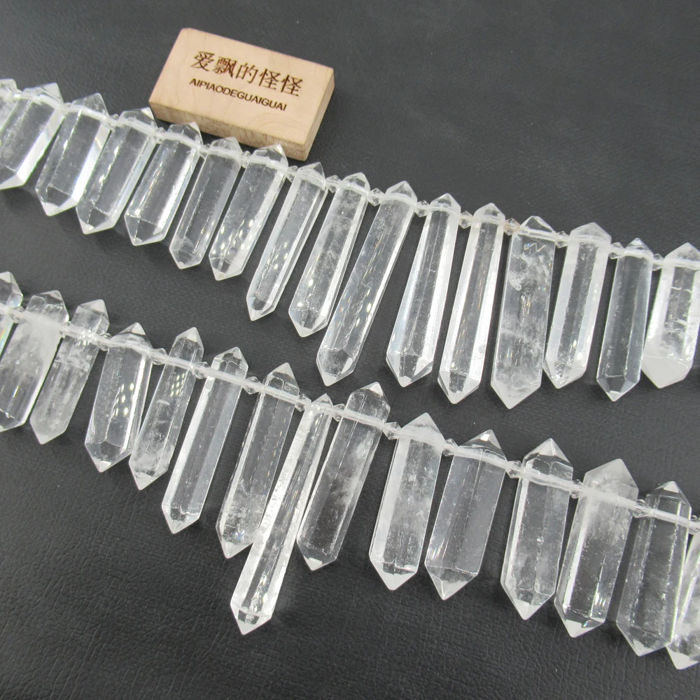 APDGG Natural Large Top-drilled Nugget Real Clear Quartz Beads Smooth Rough Irregular Stone 15.5\