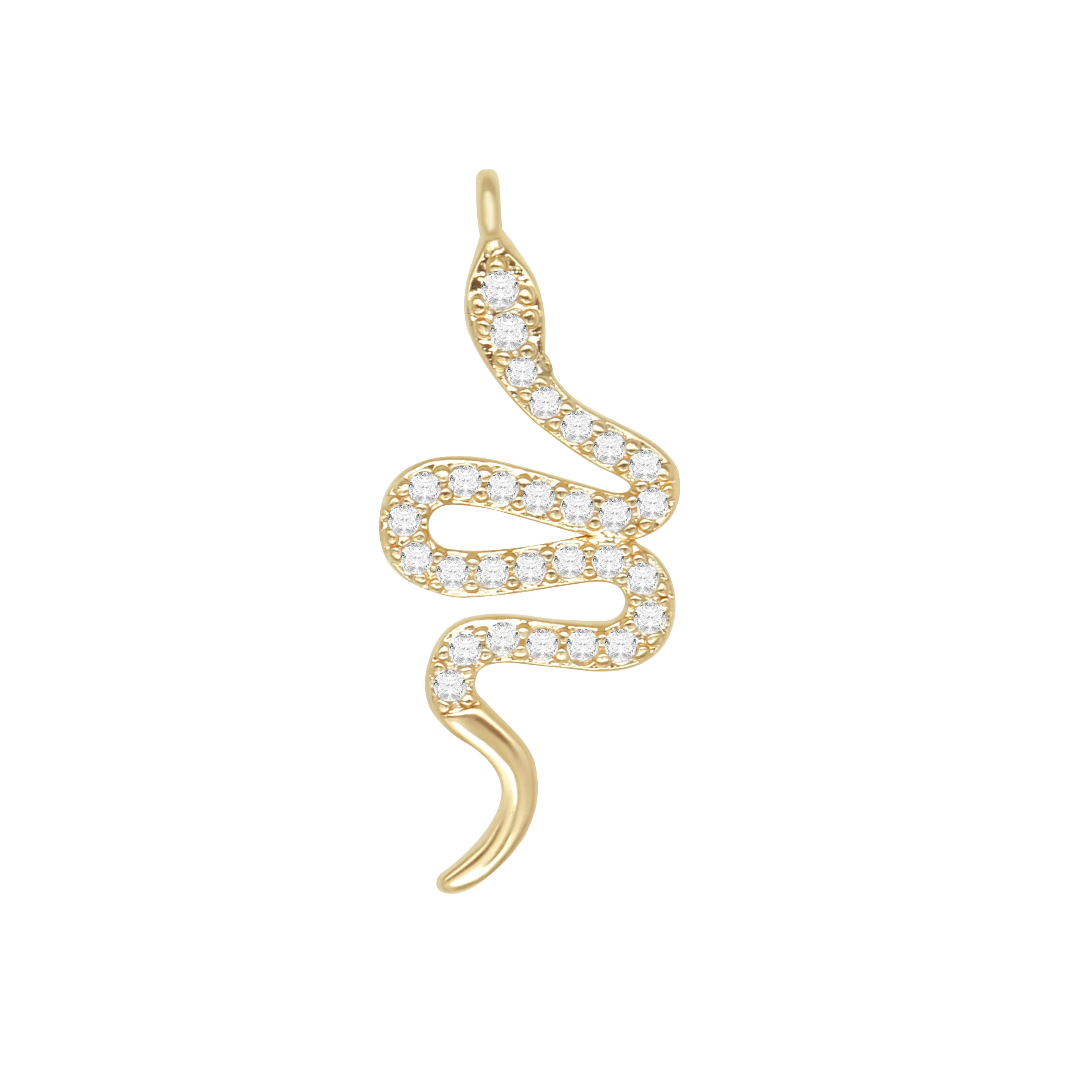 AAA Cubic Zircon Stones 14k Gold-plated Long Snake Charm For Necklace Bracelet Makings CZ Fashion Hot Sale Jewelry Findings DIY