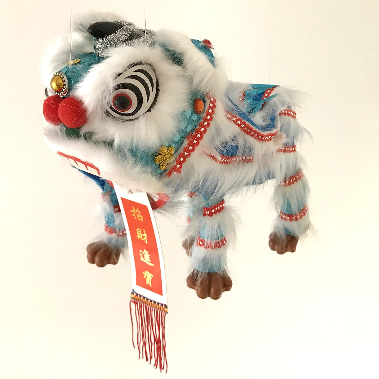 Marionnette Lion Danse Du Lion Chinois - 38 Cm - Peluche Et Tissu - Pour Nouvel An Chinois, Décoration, Fête, Cadeau
