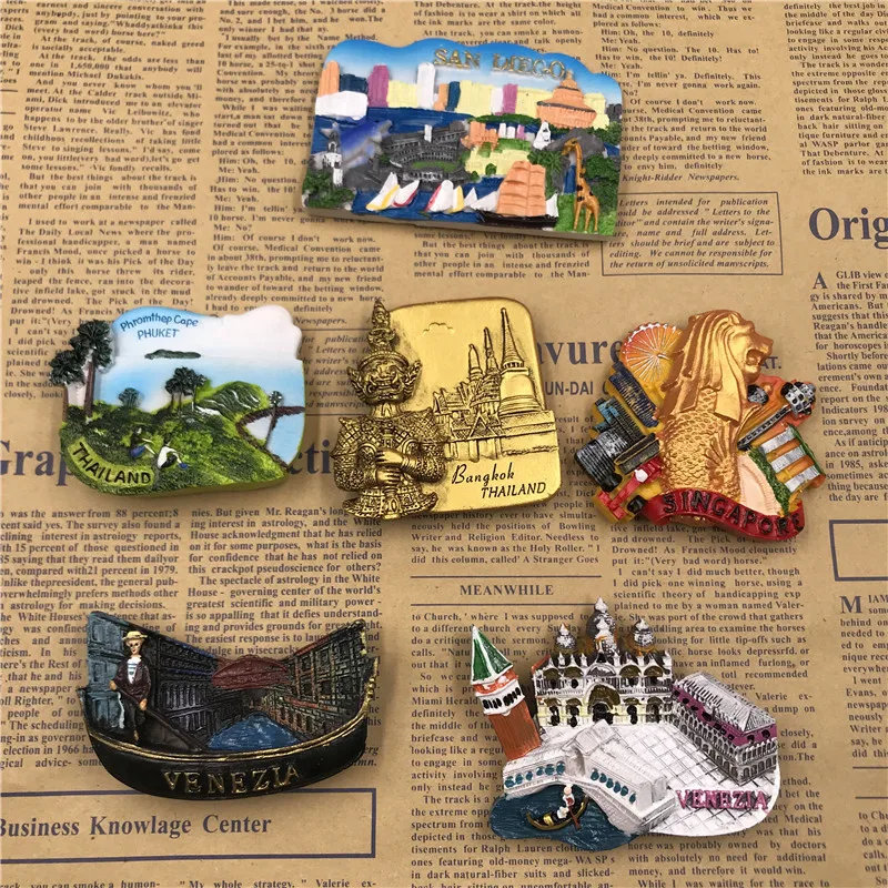 Fridge magnets Thailand phuket resin refrigerator travel souvenir Singapore merlion panoramic magnetic tourist souvenirs gifts