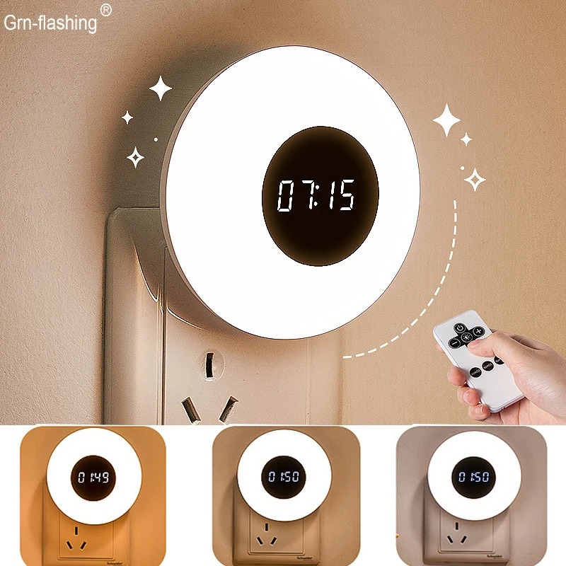 Stepless Dimming Remote Control Night Light For Baby Children'room LED Wall Lamp With Time Clock Corridor Porch Wall Lights