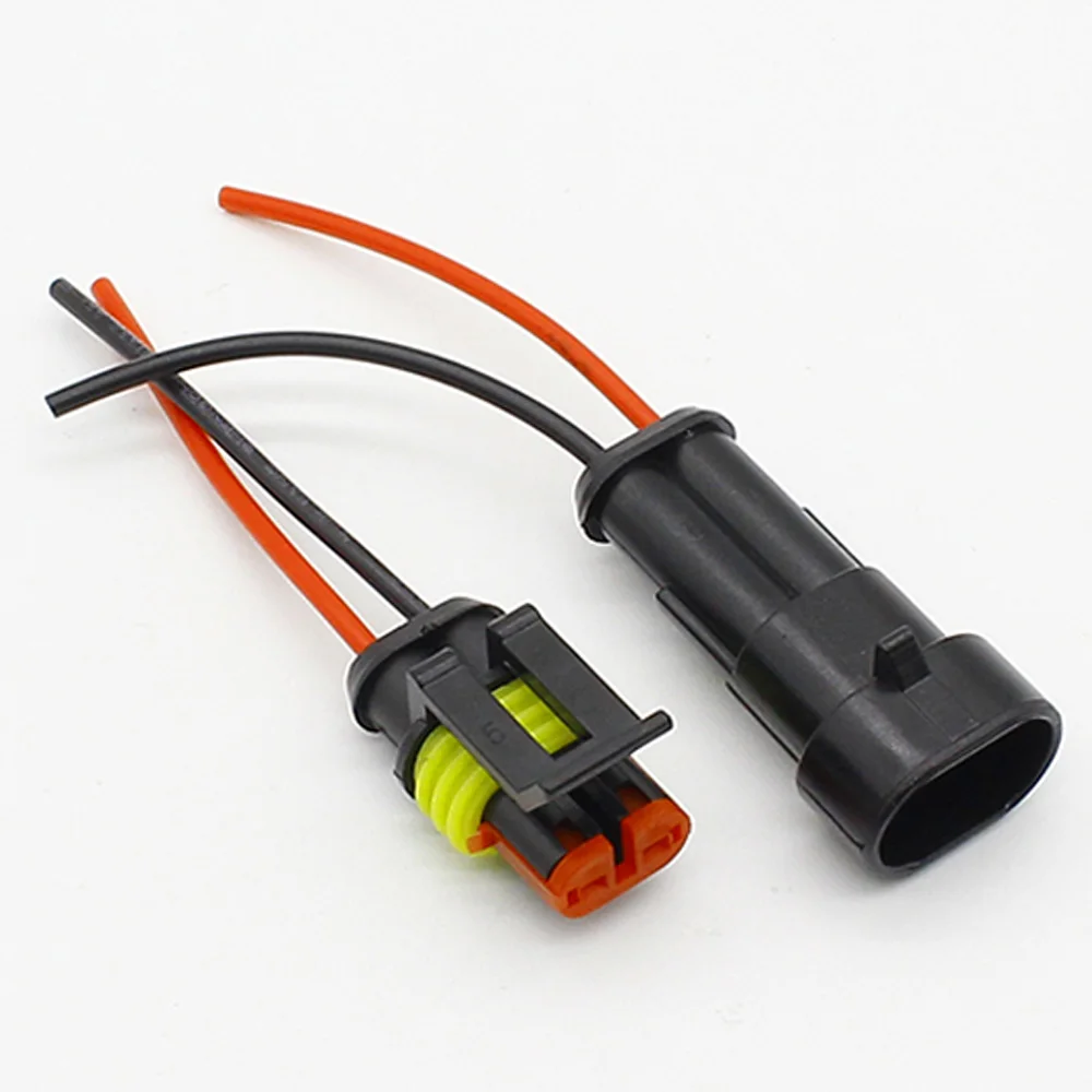 Набор из 20 2-контактных запечатанных водонепроницаемых электрических проводов, Штекерный и гнездовой разъемы, автомобильные разъемы с кабелем