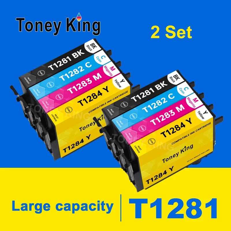 8Pcs For Epson T1281 T1282 T1283 T1284 Ink Cartridge Stylus SX130 S22 SX125 SX230 SX235W SX420W SX435W SX425W BX305F Printer