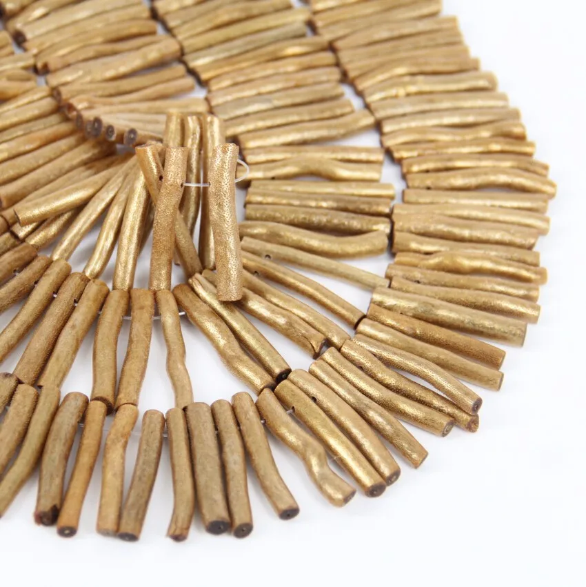 APDGG 3-6x38-40mm Top Drilled Golden Coral Double Stick Points Crown Crystal Beads
