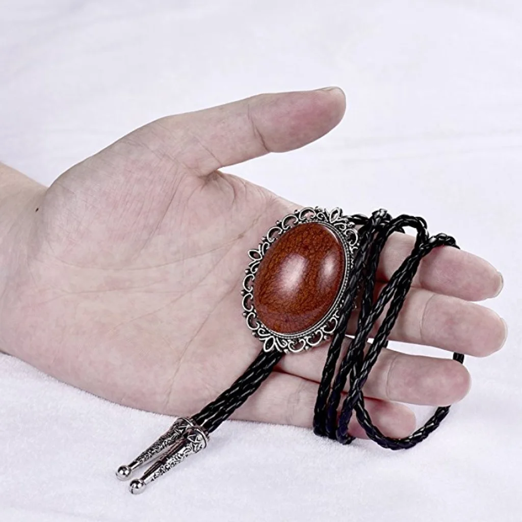 Natural Stone Scorpion Bolo Tie for Man Indian Cowboy Western Cowgirl Leather Rope Zinc Alloy Necktie